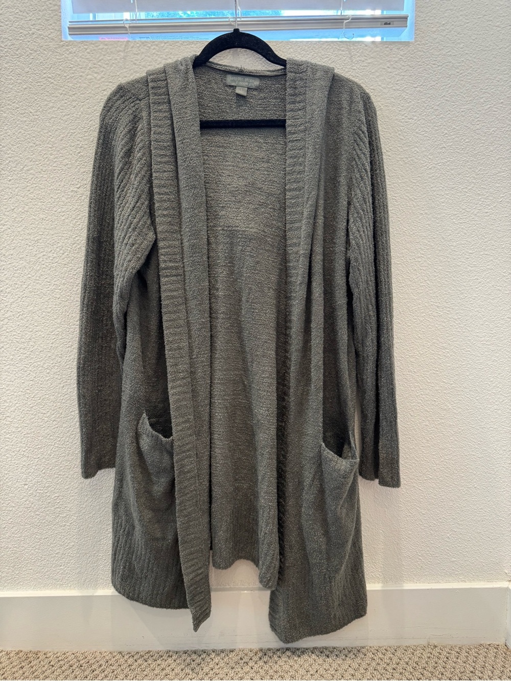 Barefoot Dreams CozyChic Lite hooded cardigan w/ front pockets - green